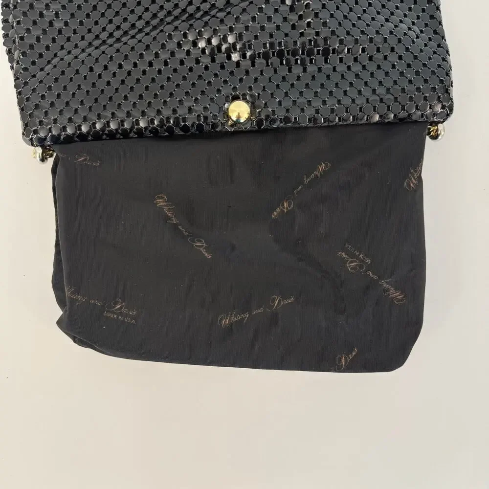 Whiting and David Metal Mesh Black Shoulder Bag Clutch Convertible Strap